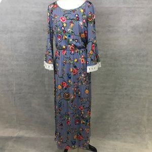 Maxi dress - stripes and floral